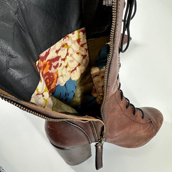 Women’s FOSSIL Leather Boots Size 7 Steampunk Lace Up Heels - Picture 10 of 15